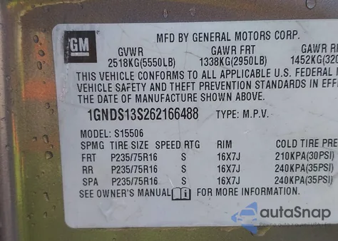 2006 Chevrolet Trailblazer Ls z USA, uszkodzony, nr VIN 1GNDS13S262166488